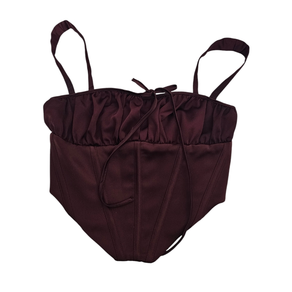 House of CB Betsy Corset Top Bustier Burgundy Crop Size XS